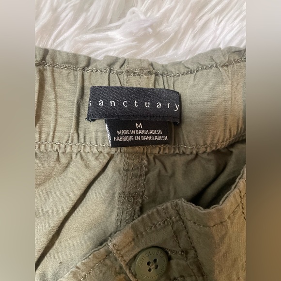 Sanctuary Anthropologie Womens M Mid Rise Poplin Roll Tab Utility Shorts Green - Picture 2 of 5